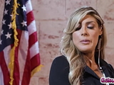 Bodyguard Ellie Lilly comforts her busty lady boss, Mayor Jamie Michelle when her husband cheated on her and everyone is talking about the scandal.